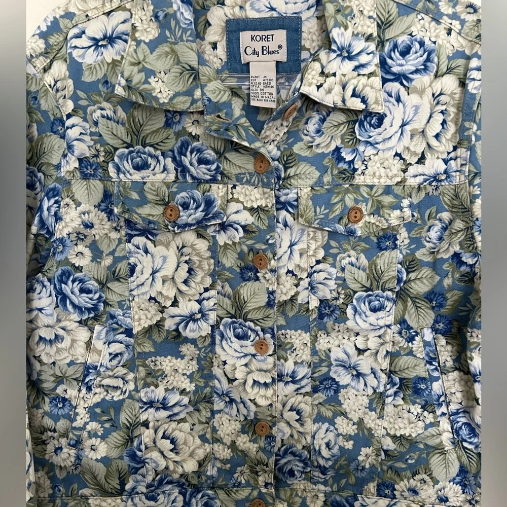 Koret City Blues‎ Rose Print Jacket Size Medium 100% cotton